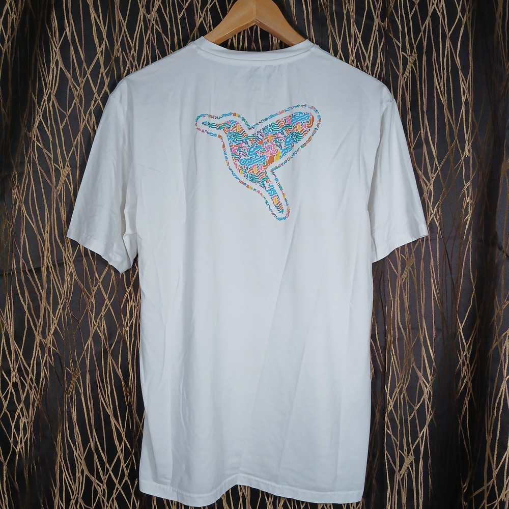 Birddogs Graphic T-Shirt Mens XL White Abstract Bird Back Print Cotton Blend